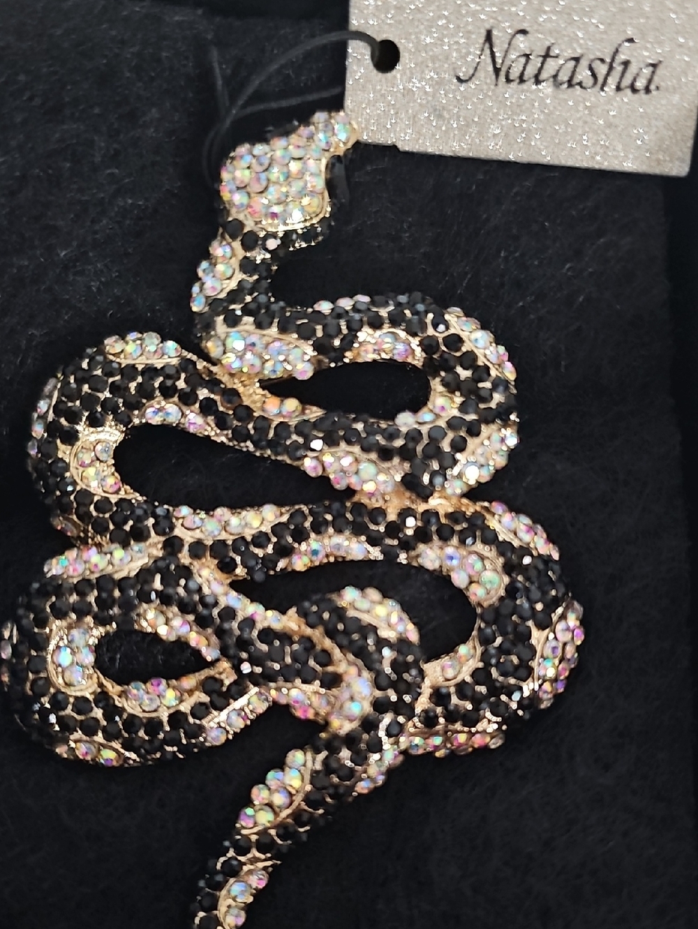 Natasha Large AB Crystals Snake Brooch